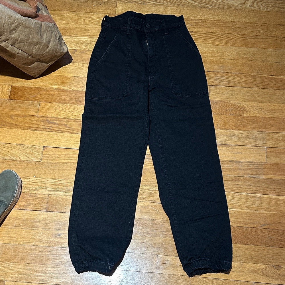 Mother Black High-Waisted Jogger Jeans